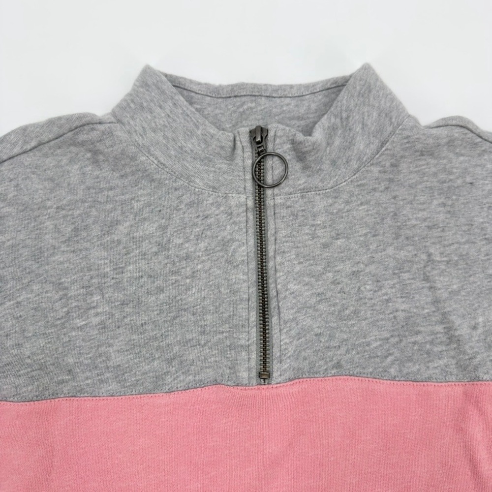 Treasure & Bond Kids XL 14/16 Pink Gray Colorblock 1/4 Zip Cotton Sweatshirt NEW - Picture 5 of 12